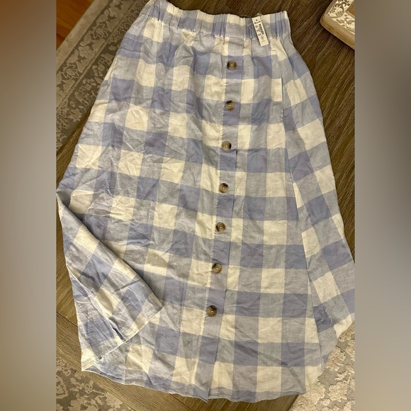 NWT Madewell 2 Piece Linen-Blend Bubble Top & Side-Button Midi Skirt, Sz XS - Picture 4 of 10